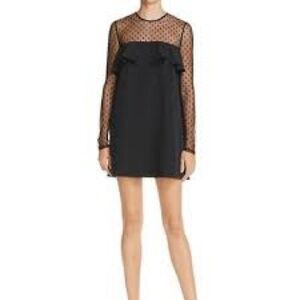 MILLY Sophie Dotted Illusion Shift Dress Black Size 4